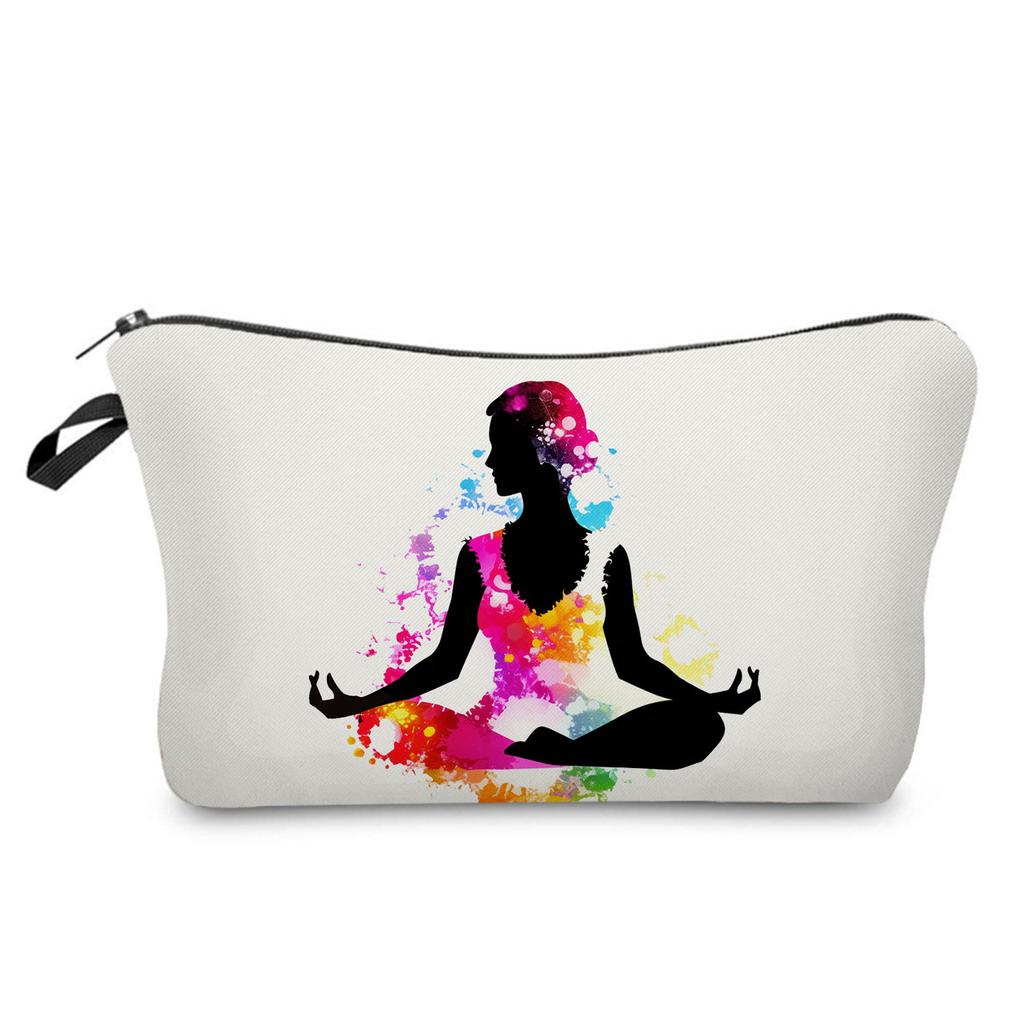Women Yoga Girl Print Cosmetic Bag Toiletries Organize Travel Storage Case 6418