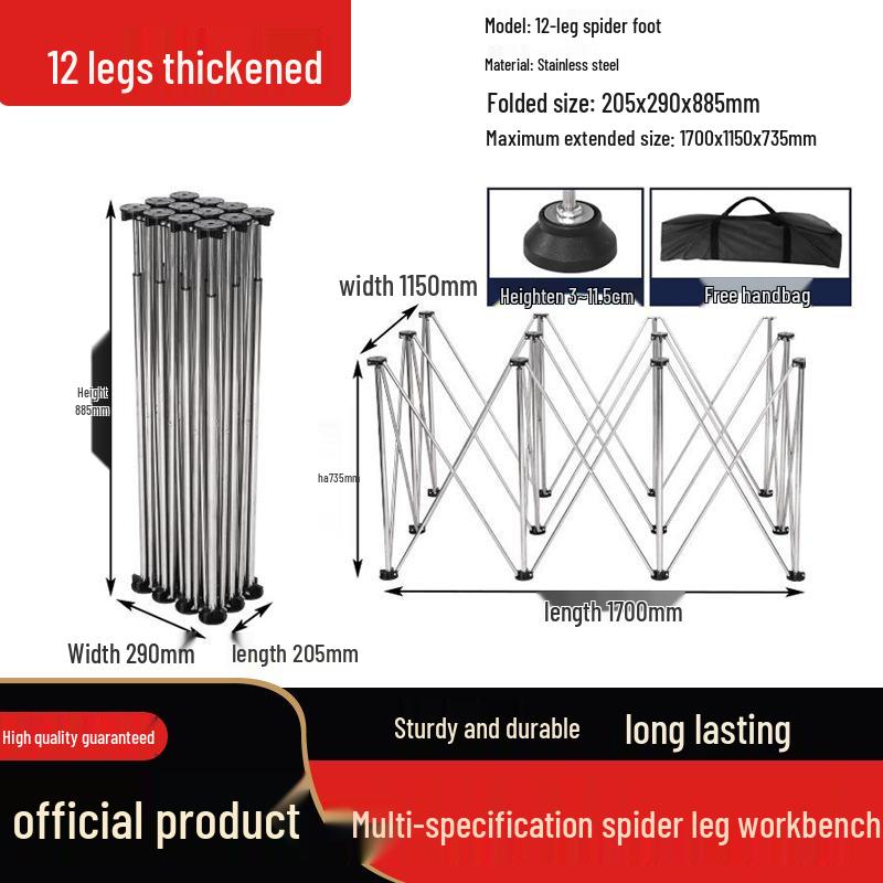 Spider Leg Foldable Multifunctional Woodworking Table with Stainless Steel Stand