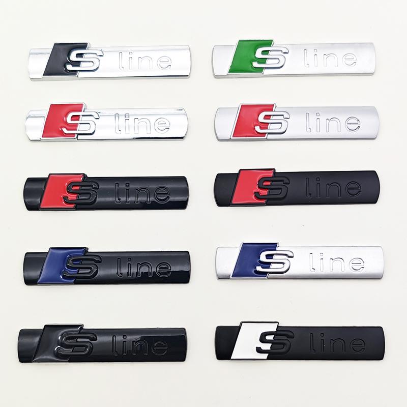 Logo S Line Métallique 3D Emblème Sline Autocollant Badge Latéral d'Aile de Voiture Pour f2 A3 A4 A5 A6 A7 A8 A1 A2 S3 S4 S5 S6 S7 TT RS 3 4 5 6 7