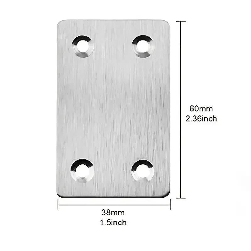 10Pcs of Stainless Steel Square Corner Brackets, Straight Four Hole Connectors, Used for Connecting Furniture, Wood, Cabinets