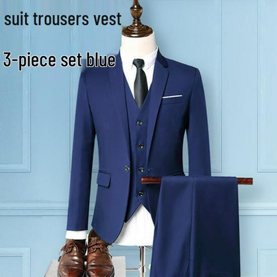 Men's Korean Style Business Suit: Three-Piece Trendy Casual Groomsmen Outfit