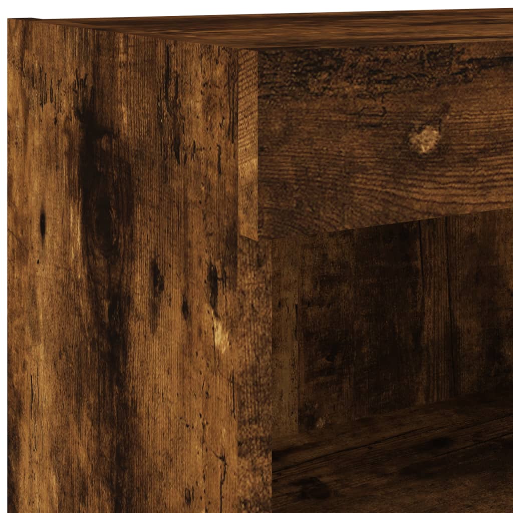 Wall Mounted TV Cabinet with RGB LED Lights Smoked Oak Finish 60 x 30 x 40 cm