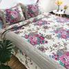 1PC/3PCS Printed Bedspread Queen Size Floral Cotton Quilt Bedding Set, Lightweight Summer Quilted Blanket for Bed Comforter