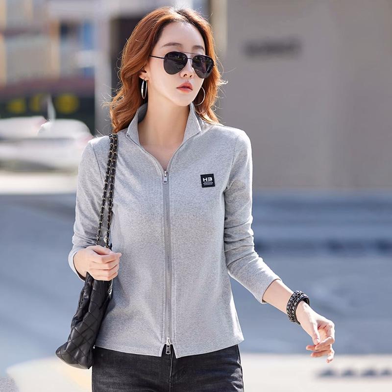 Suéter de algodón para mujer, camiseta de manga larga de sección