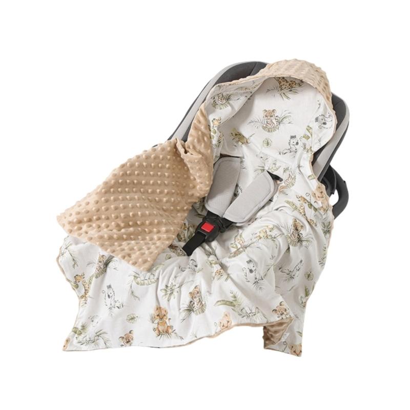 Multifunctional Hooded Infant Dot Swaddles Blanket Lightweight Cotton For Car Seat Strollers Tummy Time Play Mat