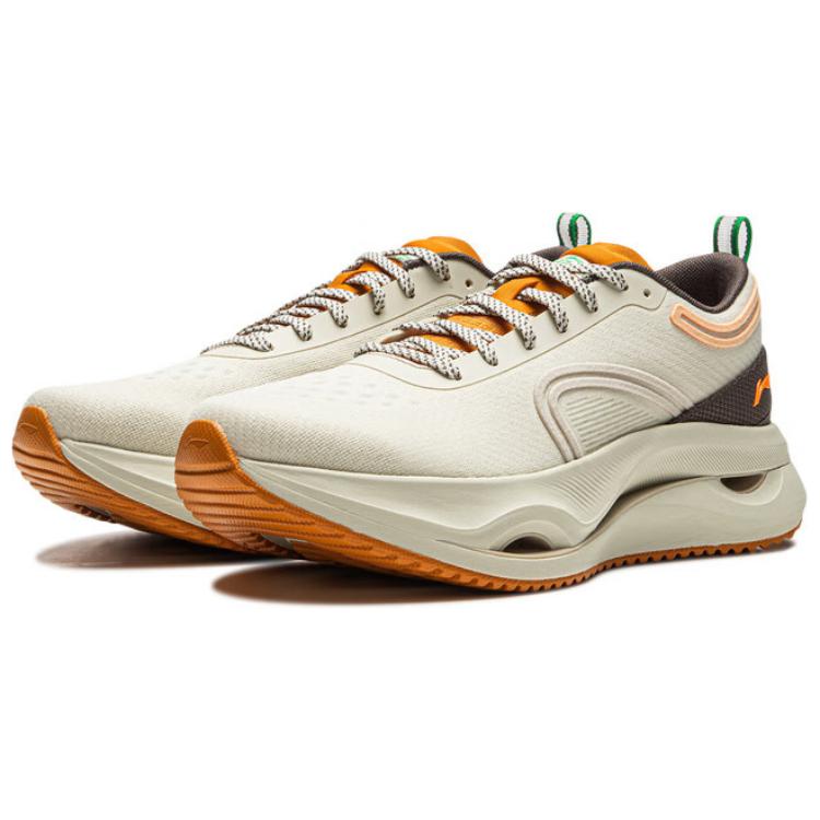 Li Ning Jing Hong Comfortable Versatile Durable Non-Slip Low-Top Casual Running Shoes Women Sneaker Beige ARHU018-3