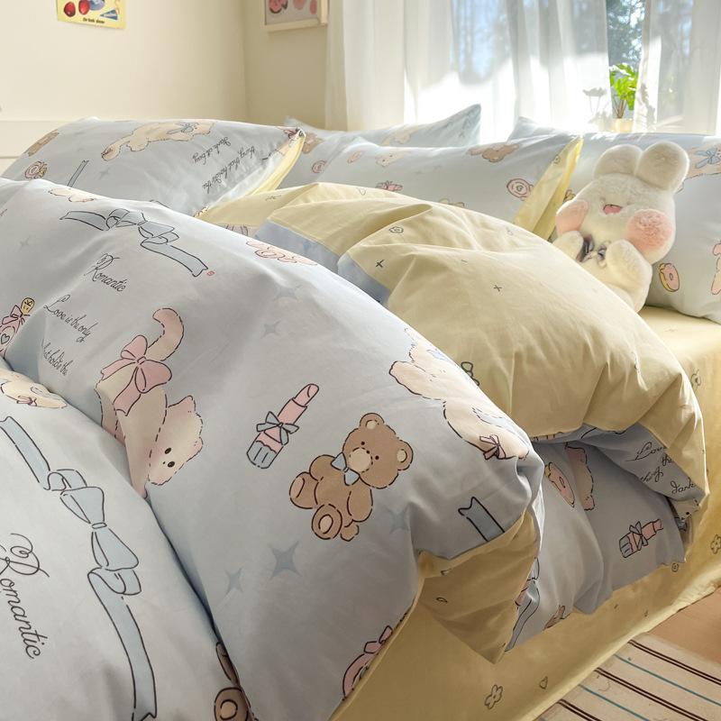Damen Plüsch Samt Fleece Bettwäsche Set: Flanell-Bettbezug und Laken