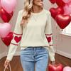 Europe, America, autumn and winter new sweater women's clothing long-sleeved love jacquard crew neck pullover top