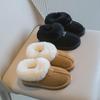 Winter Girls' Suede Lambswool Snow Boots with Plush Lining