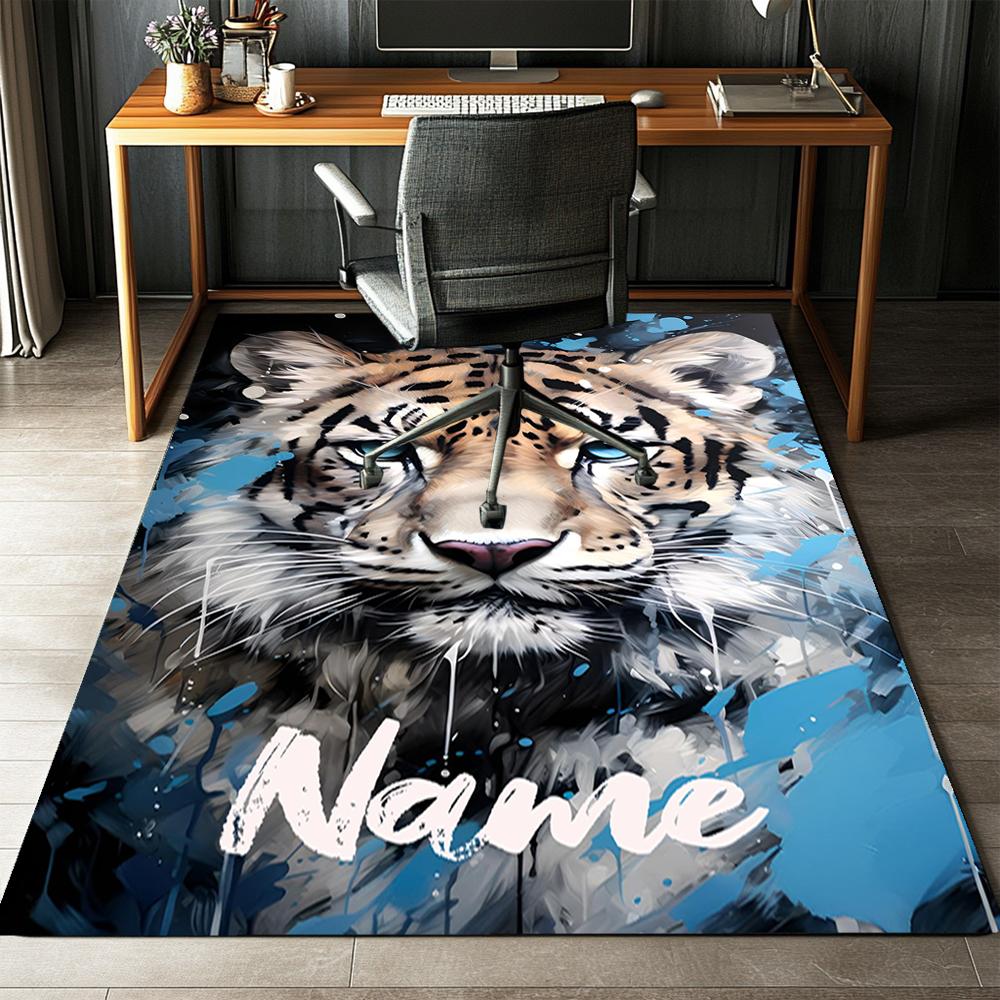Custom Name Tiger Printed Carpet,Rug for Office Chair Living Room Bedroom Kitchen Room Decor Gifts.