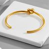 18K Gold-plated Titanium Steel Opening Knotted Bracelet for Women Fashion Simple Non-fading Bangles Jewelry Accessories Gift