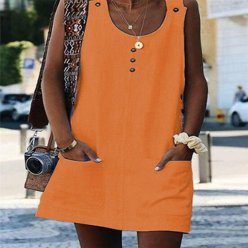 Beautifully Crafted Women Dress With Sleeveless Design And Convenient Pocket