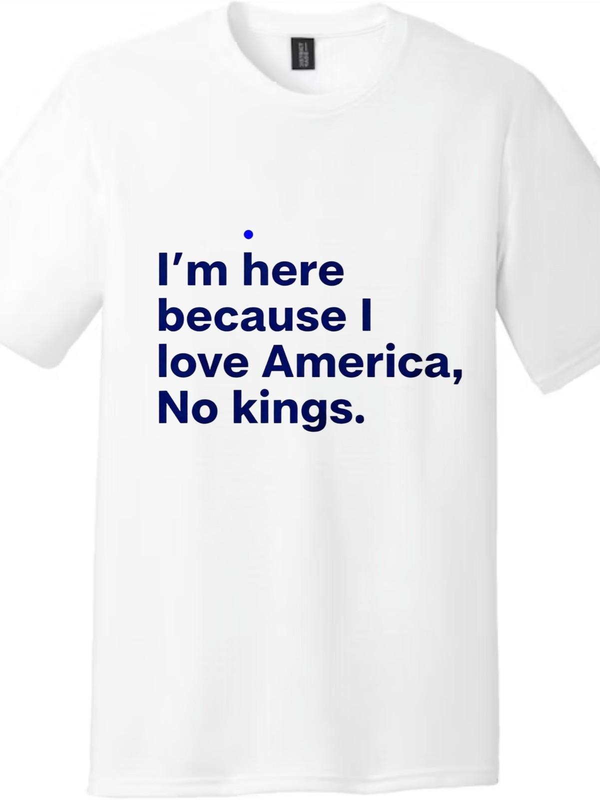 Patriotic I Love America No Kings T-Shirt Mens Womens Tees Top,Unisex Casual Trendy Patriotic Tee L