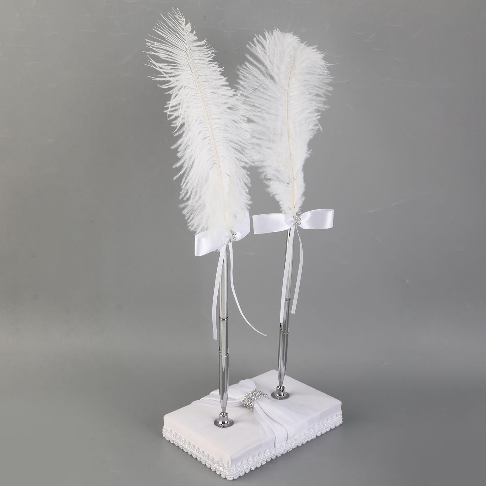 

1 пара свадебных ручек с подставкой Свадебные ручки для подписи и набор подставки-держателя для ручек белый