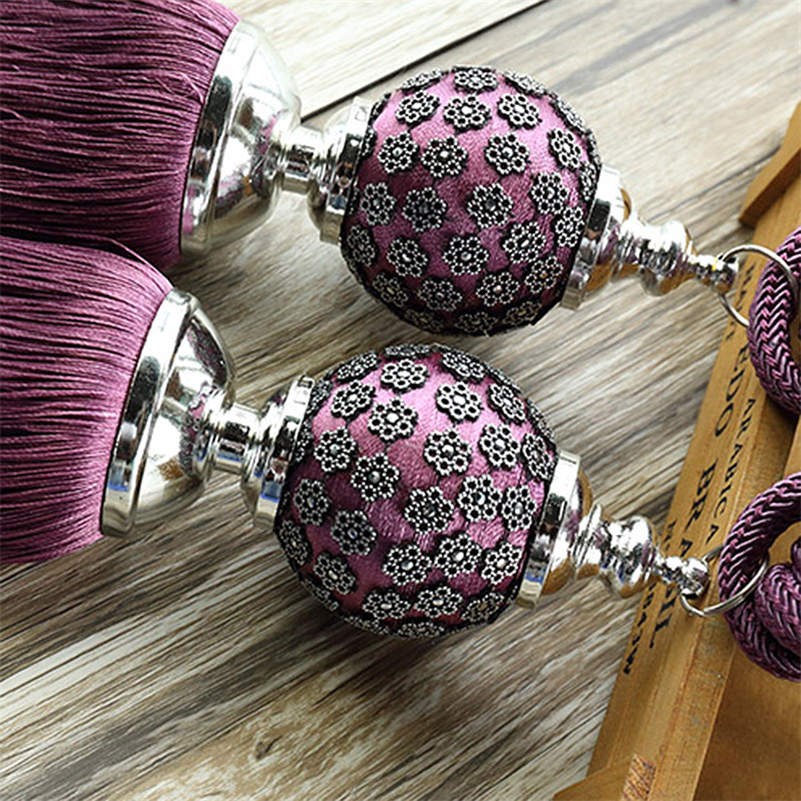1 Pair Curtain Tassel Fringe Tiebacks Holdbacks Hanging Belt Ball Ropes Curtain Accessories