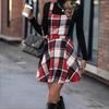 2024 Autumn Plus Size Plaid Cotton Linen Wide-Leg Skirt Pants - Elegant and Casual