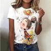 Summer Round Neck 3D Print Anime Girl Pattern Top Fashionable Casual Short Sleeved Women's T-shirts