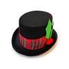 New Christmas Tree Top Hat Ornament Decoration Snow Man Headwear Wide Brim Fedora Hat Red Plaid Berry Hat Cosplay Party Dress Up