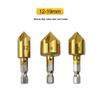Hex Shank Five-Flute Countersink Bit Set (6-Piece: 6mm-19mm) Woodworking Hole Opener