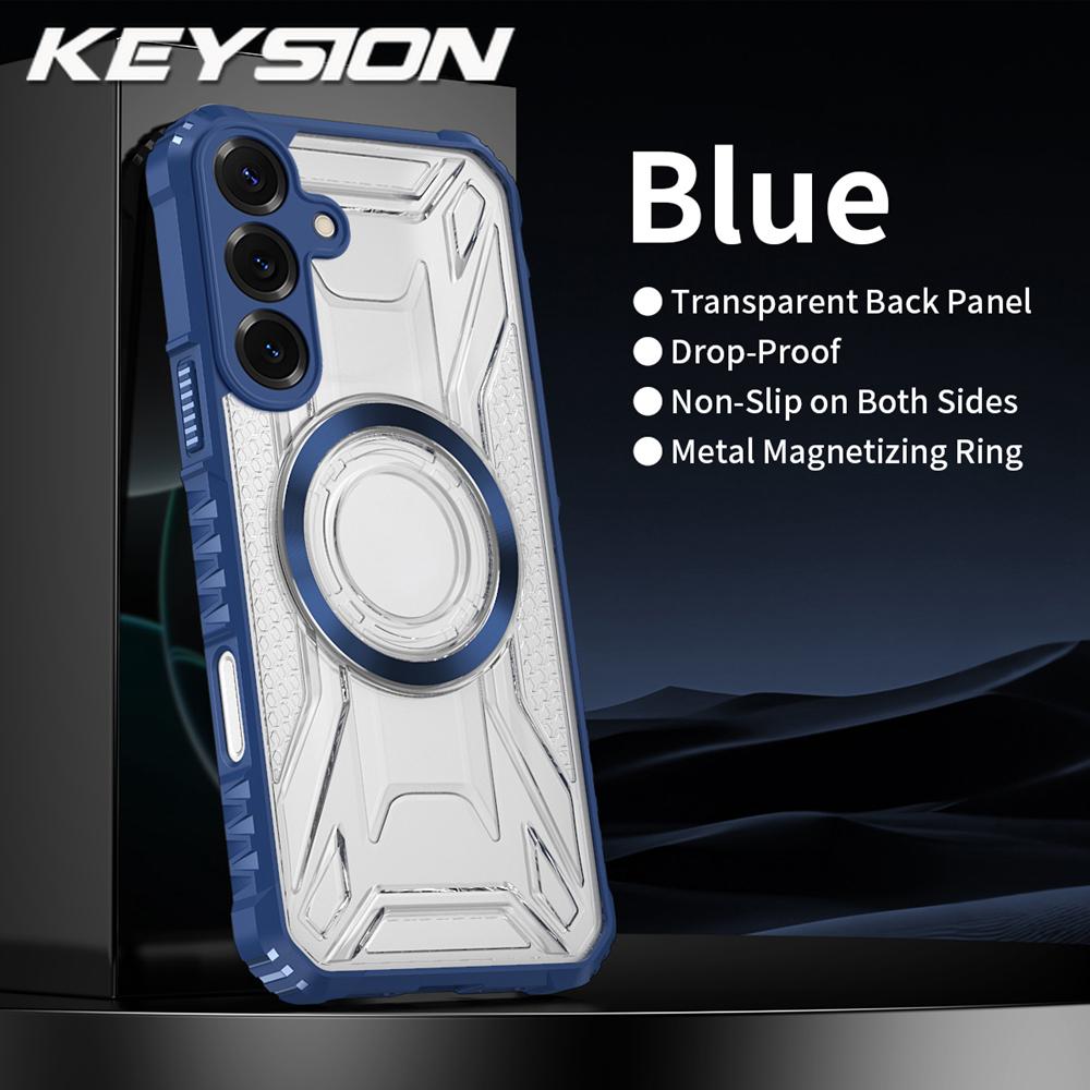 

KEYSION Transparent Magnetic Case for Samsung S25 Ultra 5G S24+ Plus S24 FE Shockproof Phone Back Cover for for Galaxy S25 Edge for Galaxy S25 синій