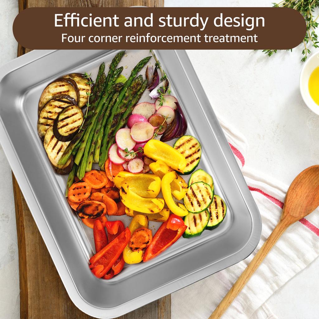 Stainless Steel plate Tray with Lids Rectangular Oven Tray Baking Pot Buffet Chafing Dishes Food Deep Container Hotel Pan