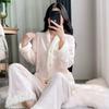 1011 autumn and winter new island velvet pajamas women's small fragrant wind fur collar thickened warm double-sided velvet loungewear set