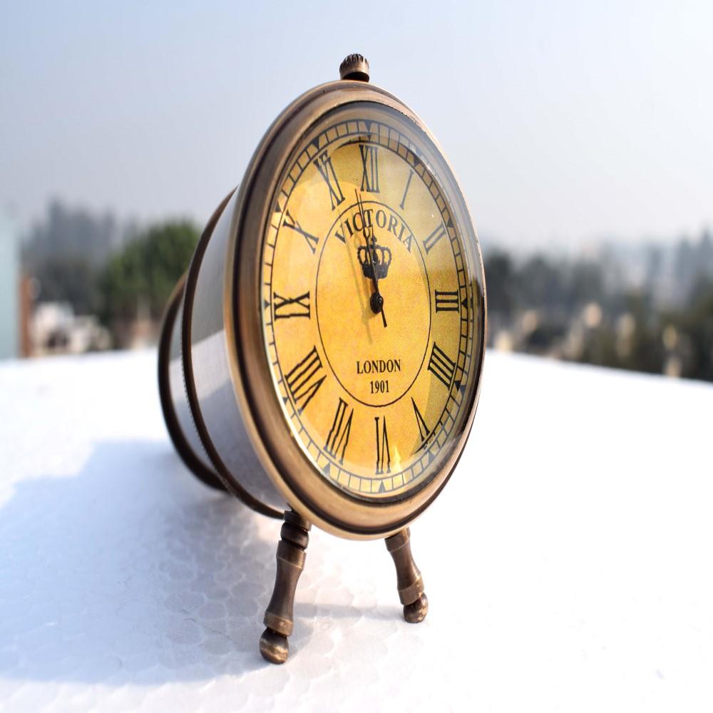 Brass Telescope Style Table clock Handmade Table Clock Brown Antique 15 cm