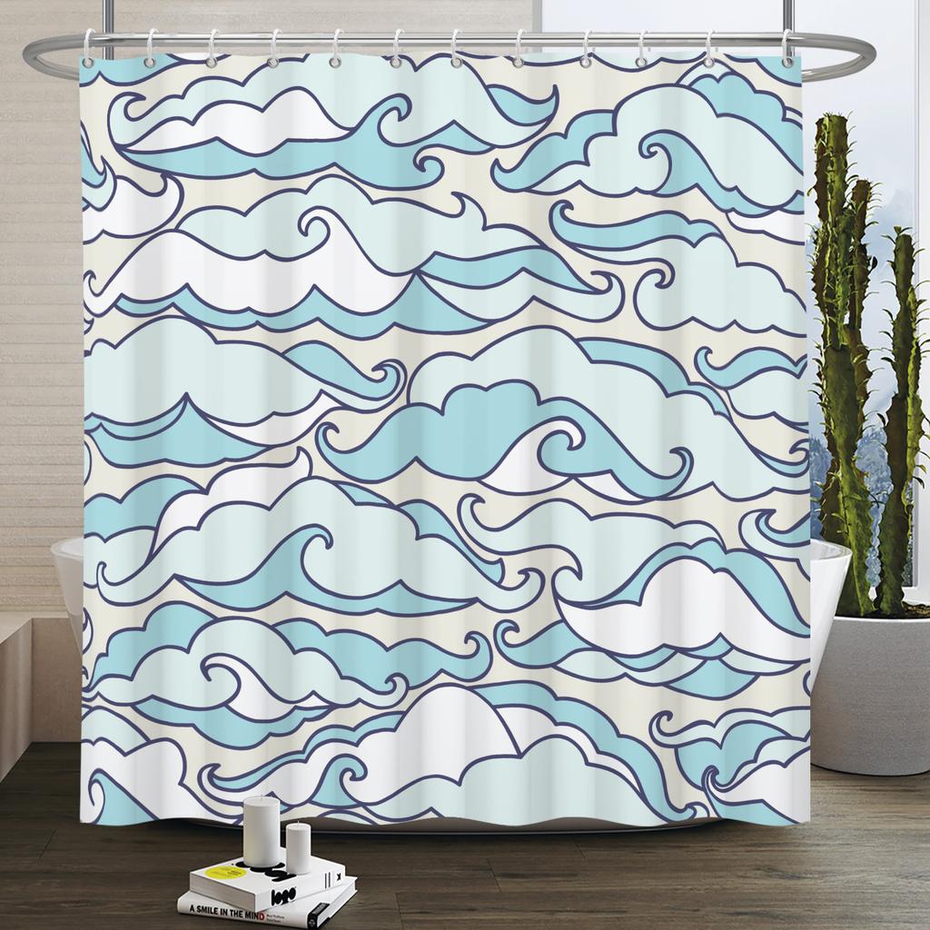 Minimalist Comics Shower Curtain Cute Cats Funny Cat Bath Scene Decor Waterproof Polyester Bathroom Curtain Set With 12 Hooks