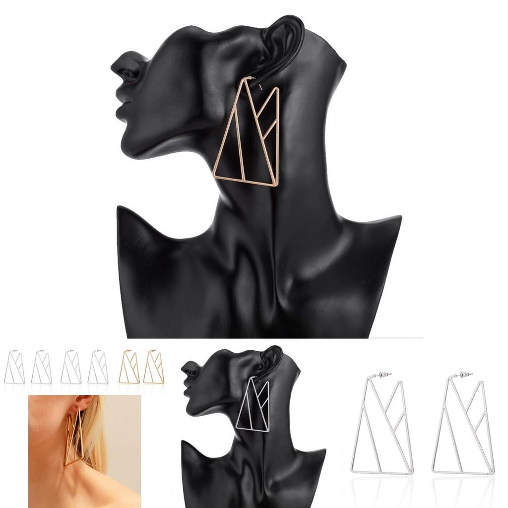 Boucles d'oreilles géométriques triangulaires élégantes pour femmes en couleurs or et argent