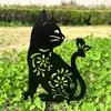 1/2Pcs Metal Cat Garden Decors Black Cat Silhouettes Outdoor Cat Stakes