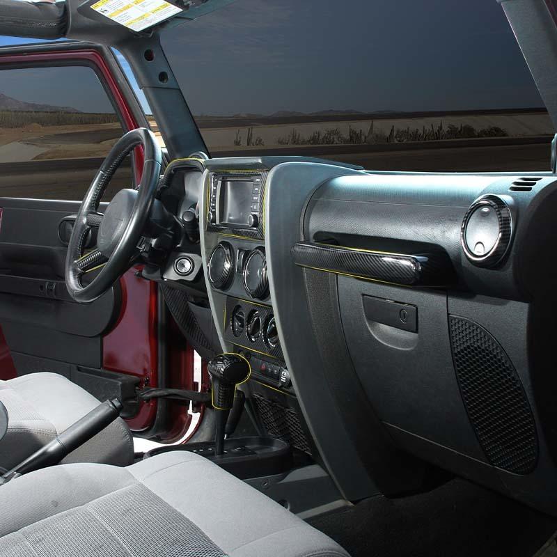 ABS interiér Kryt volantu Dekorační rámeček palubní desky pro Jeep Wrangler JK 2007-2010 Autopříslušenství