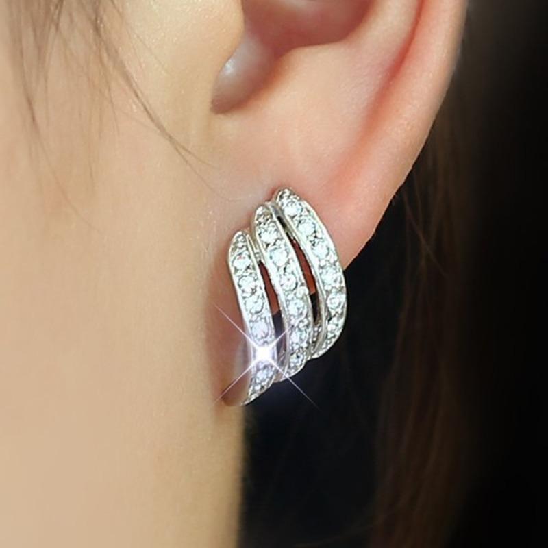 Fashion Angel Wings Stud Earrings - Fresh and Clean Feather Fashion Crystal Piercing Earrings