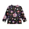 Children's Witch  Printed Long Sleeved Round Neck Top With Floral Print For Daily Casual T-shirt