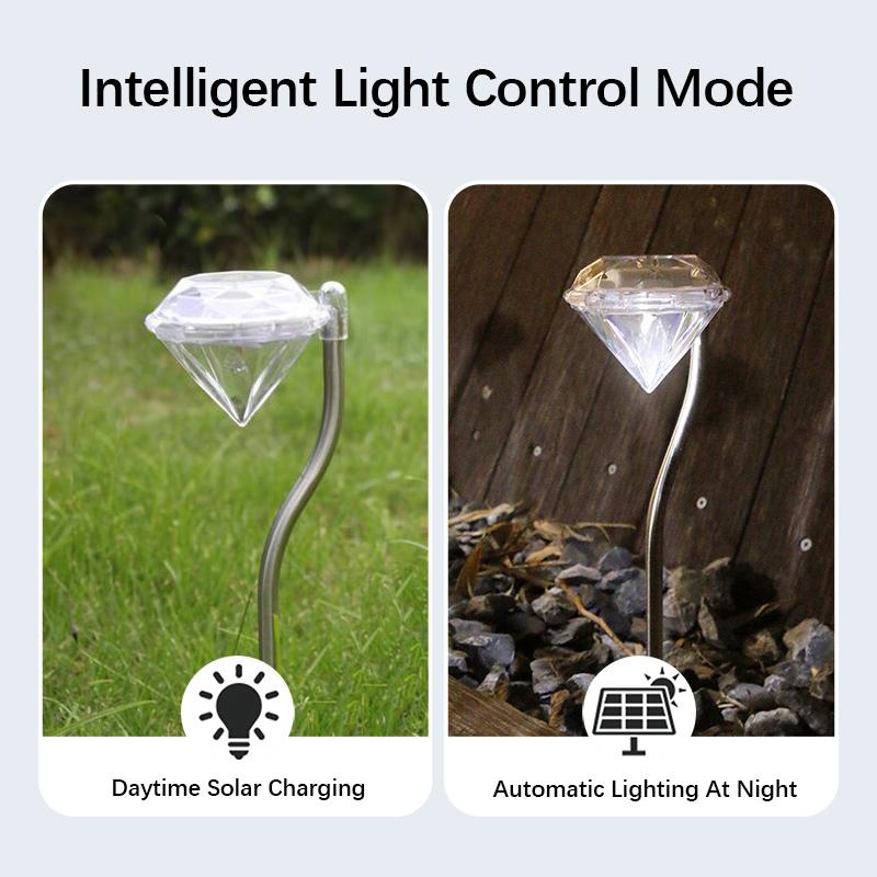 Solar Powered Simulation Diamond LED Ground Mounted Lawn Light, Outdoor Garden Trail Courtyard Wedding Festival LED Decor Light