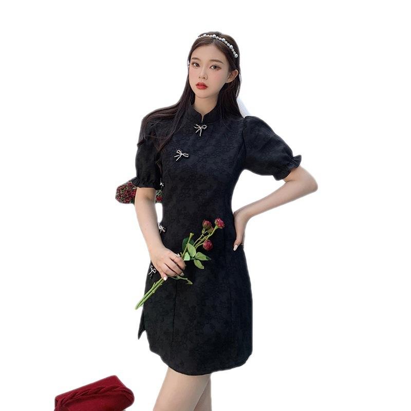 Women's Plus Size Cheongsam Dress Black Dress