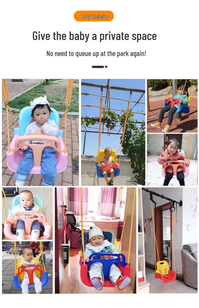 Children's Outdoor/Indoor Hanging Swing Chair with Rope and Single Bar