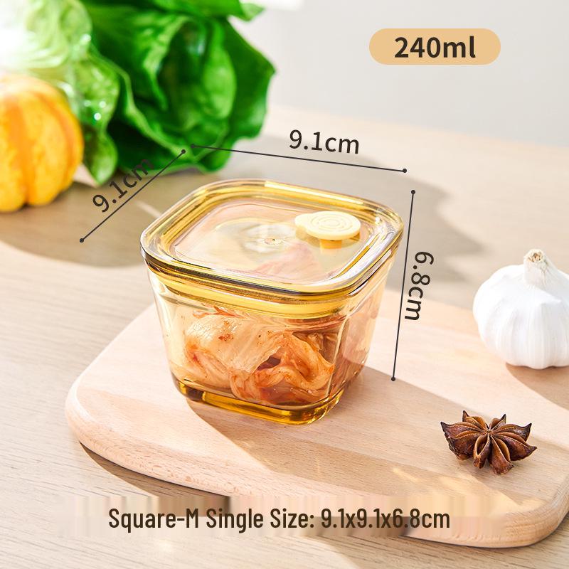 Compact High Borosilicate Glass Container with Internal Vacuum Seal, Perfect for Seasonings, Pickles, Rice, and Microwave Use