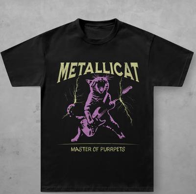 Metallicat T-Shirt, Funny Guitar Cat, Metalhead Gift