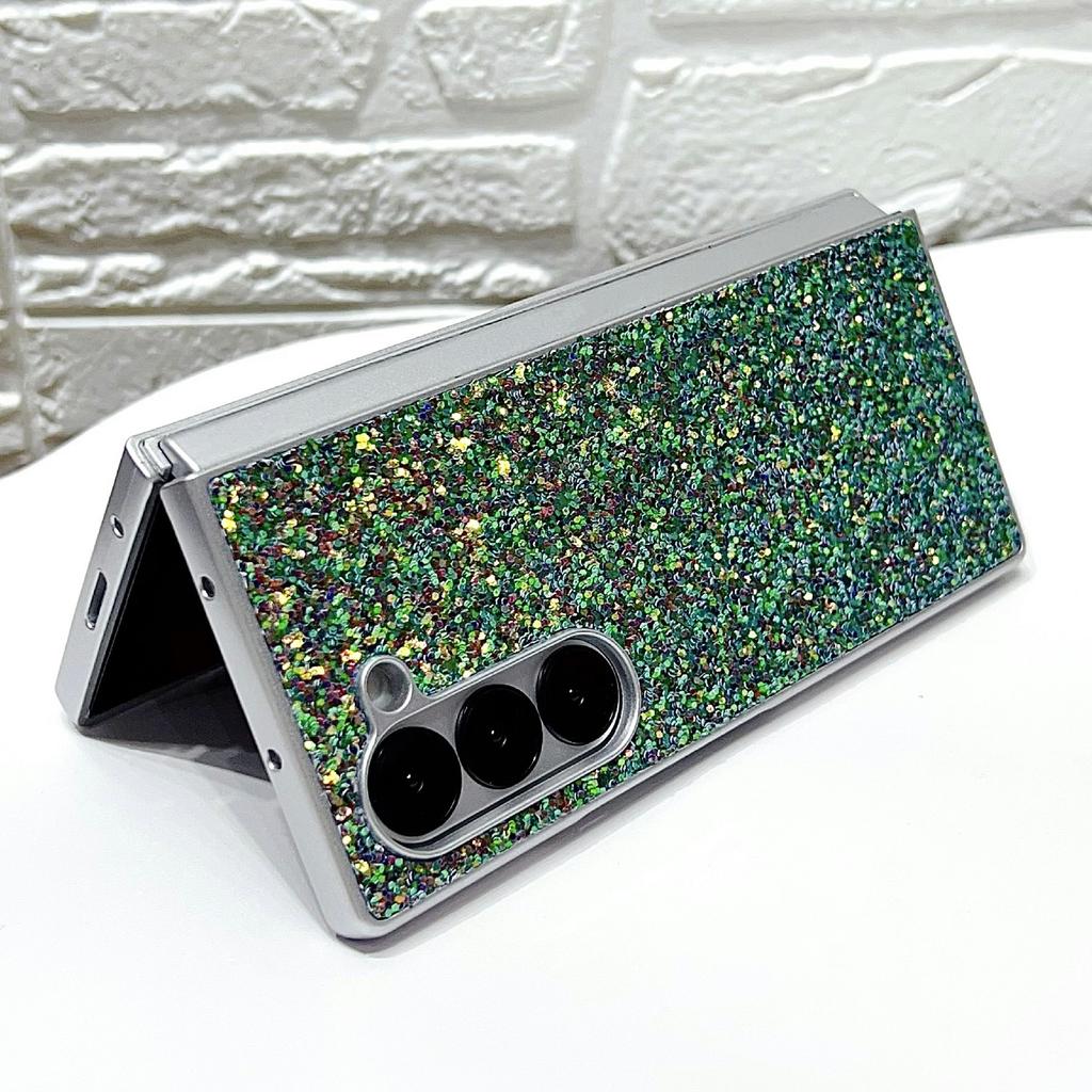 For Samsung Galaxy Z Fold6 5G Case Rubberized Silver Edge Phantom Glitter Hard PC Phone Cover