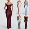 Women's One Shoulder Sleeveless Maxi Dress Bodycon High Waist Satin Mermaid Evening Sundress