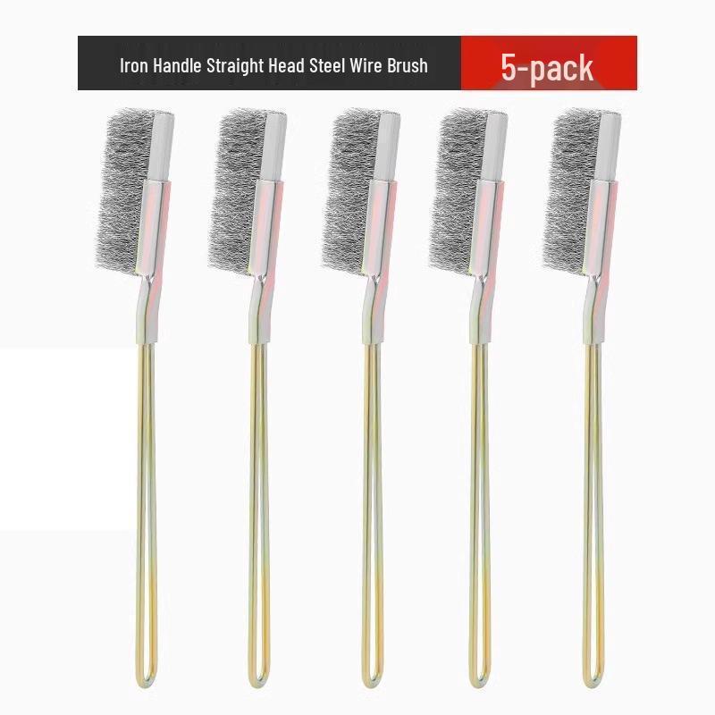 Long-Handled Stainless Steel & Copper Wire Brush for Rust and Groove Cleaning