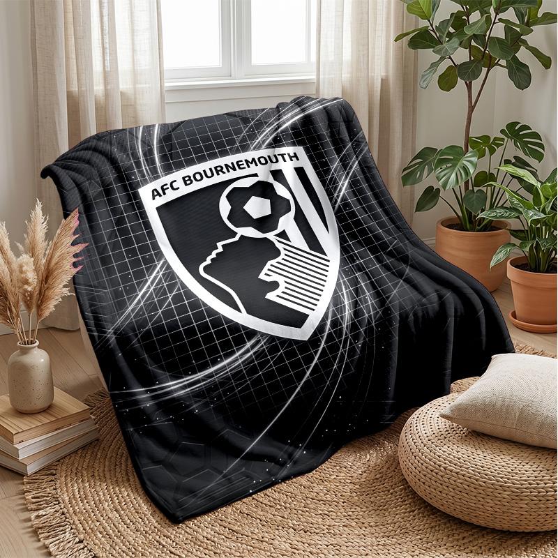 Bournemouth Football Print Flannel Blanket, Soft Warm Lightweight Throw Blanket for Sofa Bed Camping