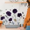 Elegant Deep Purple Floral Bird Wall Stickers, Artistic Butterfly Branch Decor for Living Room Wall Decoration