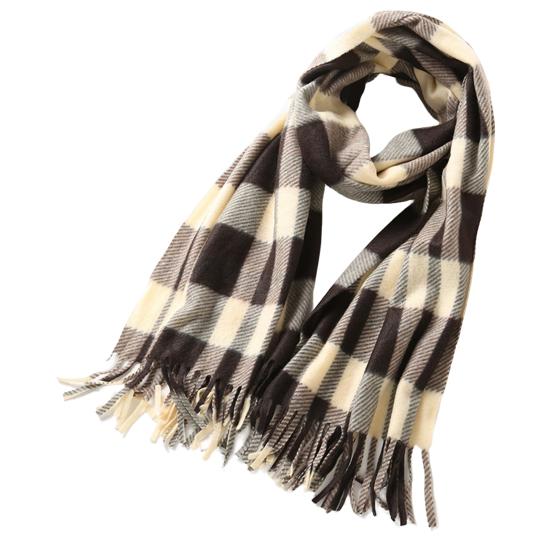 Women Winter Scarf Plaid Print Lightweight Soft Warm Scarf with Tassel Trim Cold Weather Imitation Cashmere Scarf
