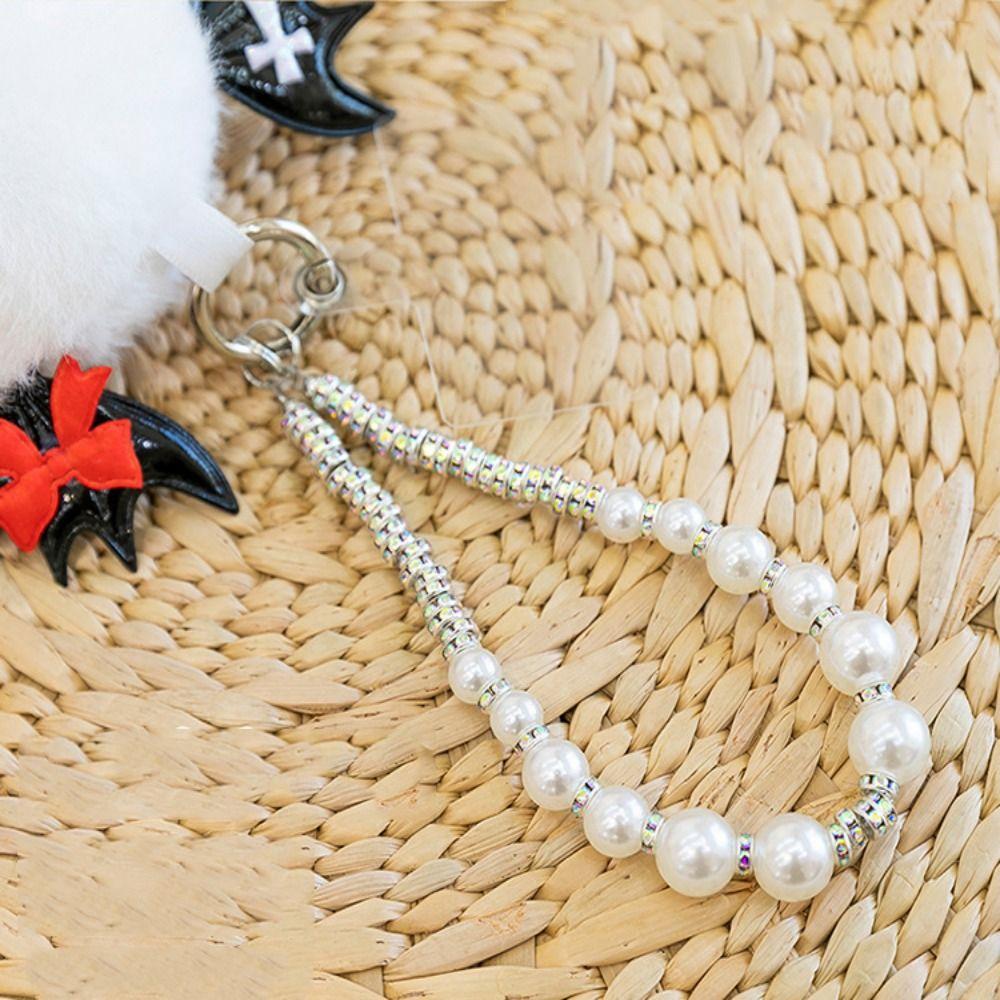 Cartoon Plush Rabbit Keychain Princess Pearl Dress Drooping Ear Rabbit Pendant  Girl's Toy