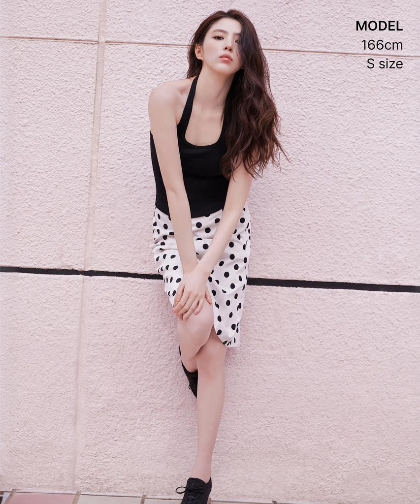 Musinsa Standard Woman Women'S Polka Dot Knee-Length Skirt [Cream]