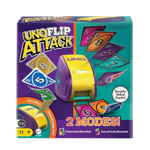 Mattel Games UNO Flip Attack Card Game for Kids and Adults - Family Night! Combines UNO Flip & Attack in one game