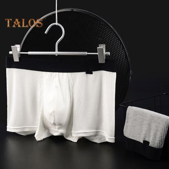 Men Boxer Underwear Mid-Waist U-Convex Ribbed Shorts Panties Breathable Elastic Comfortable Underpants