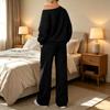 Women's Casual Off Shoulder Long Sleeve Top and Pants Two Piece Outfit Set
