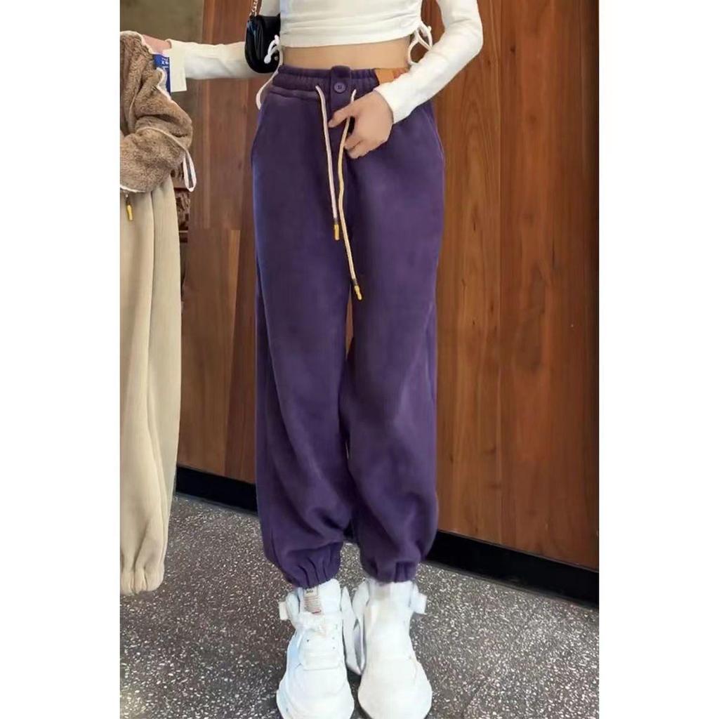 Korean Style Ladies Velvet Thickened Casual Sports Pants - Free Shipping